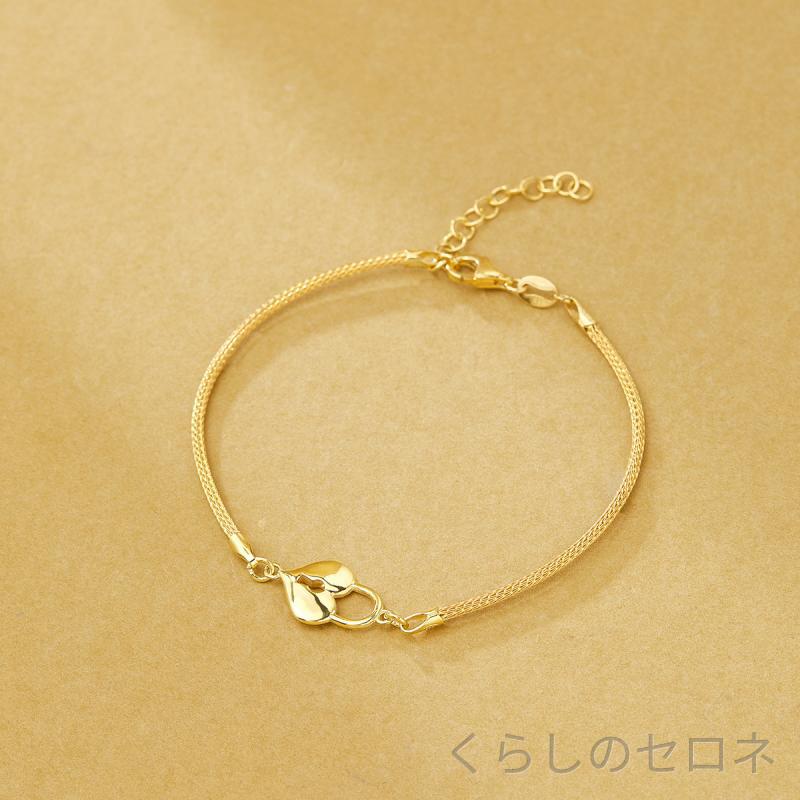 ブレスレット レディース 925シルバー ハートロック 編み込み シンプル 欧米風 汎...