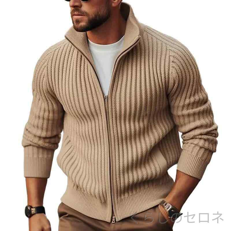 ・タイプ: カーディガン・フィット: スリム・襟: スタンドカラー・厚み: 普通・スタイル: シンプル・詳細: リブ裾・生地: コットン混紡・主素材: スパンデックス95%・シーン: カジュアル・季節: 秋・年齢: 成人・性別: 男性・カラー: ブラック,カーキ,グレー・サイズ: S,M,L,XL,XXL,XXXL・機能: 洗濯機可,高伸縮