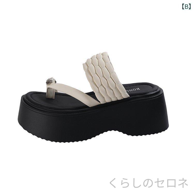 サンダル レディース 厚底 増高 トング 春夏 外出 デザイン ユニーク 軽量 快適