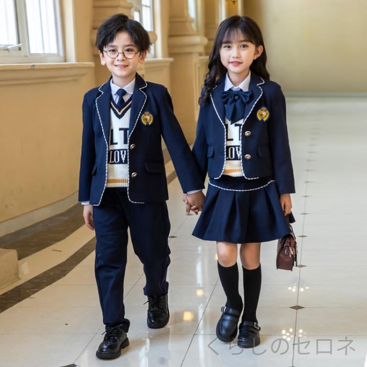 校服 男女兼用 キッズ 小学生 幼稚園 春秋秋冬 西装セット 学院風 イギリススタイル 通学用 制服 子供服 セットアップ フォーマルウェア