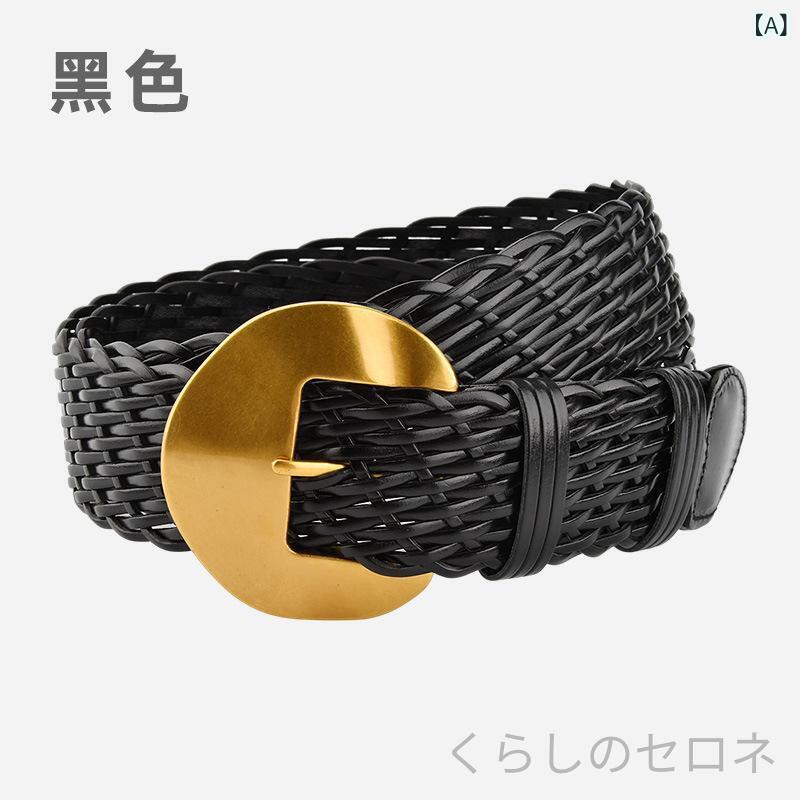 レディース ベルト メッシュベルト 編み込み デザイン シンプル レトロ ボヘミアン...