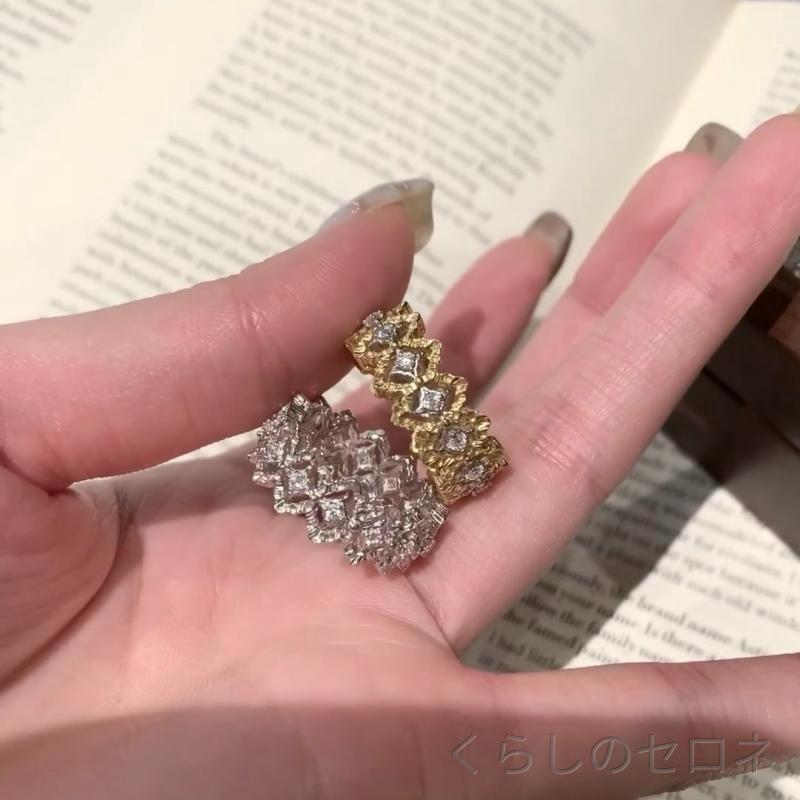 ・素材: シルバー・素材純度: 925シルバー・色: ゴールド、シルバー・サイズ: 6号,7号,8号・形状: 幾何型・加工: メッキ・流行要素: 不規則、網状・スタイル: 軽奢風・スタイル分類: ファッション通勤・製品カテゴリ: 手飾り・適用: 女性用