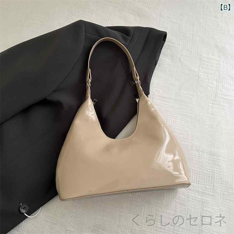 バッグ レディース レトロ エナメル 光沢 パン型 アンダーバッグ ショルダー ハン...