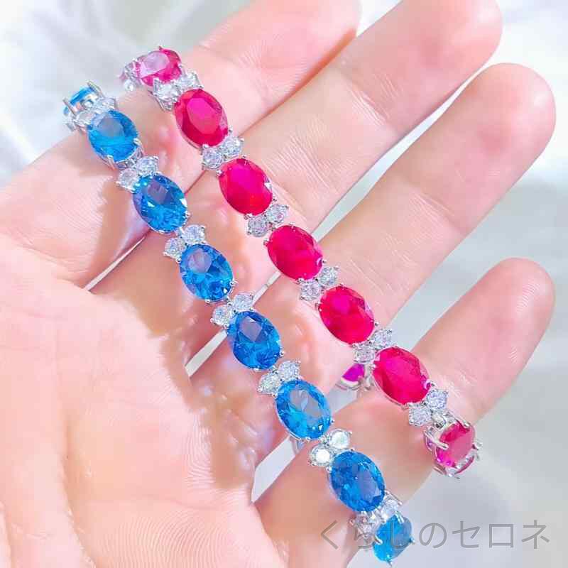 ブレスレット レディース 天然風 ルビー 紅宝石 カラージュエリー ファッション アクセサリー 女性用 ジュエリー 宝…