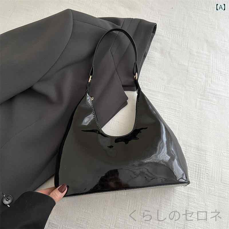 バッグ レディース レトロ エナメル 光沢 パン型 アンダーバッグ ショルダー ハン...