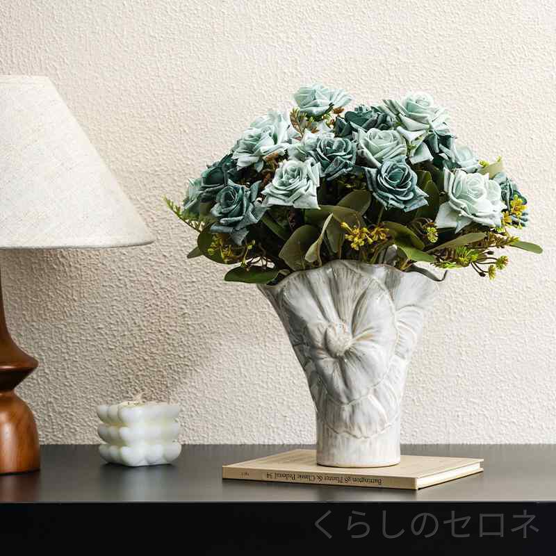 花瓶 陶器 高級感 法式 フランス アート INS風 クリエイティブ 置物 インテリア ディスプレイ 水耕栽培 挿し花 用 レトロ スタイル 芸術 ユニーク デザイン ホームデコレーション