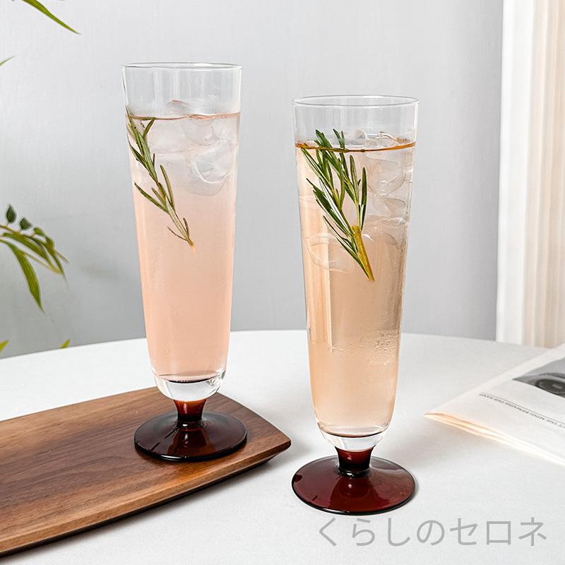 グラス ステムグラス 琥珀底 高脚 アンバーガラス シャンパングラス ワイングラス ...