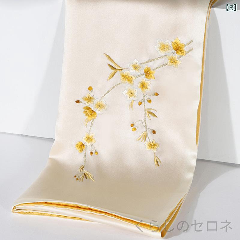 レディース ストール マフラー シルク100% 絹100% 手刺繍 両面刺繍 伝統工芸 高級...