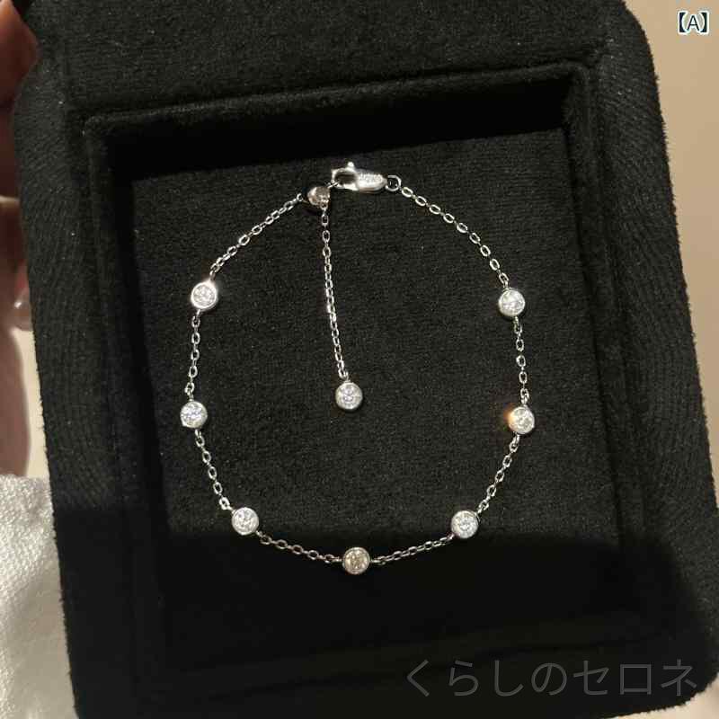 ブレスレット レディース 925シルバー 極簡デザイン ジルコニア バブルモチーフ ス...