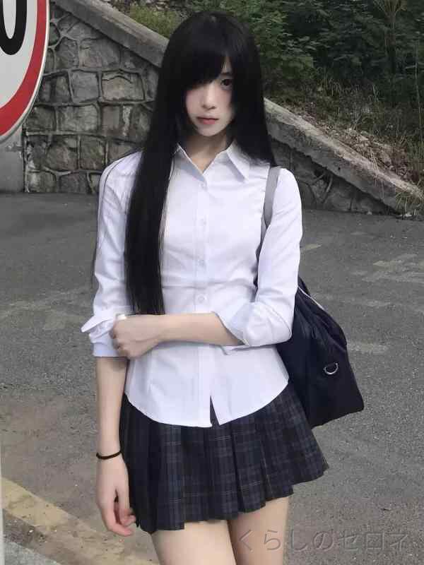 レディース ブラウス 長袖 ホワイト 春夏 JK風 学院風 ウエストシェイプ スリムフィット 細見え 制服風 フォーマル 上衣