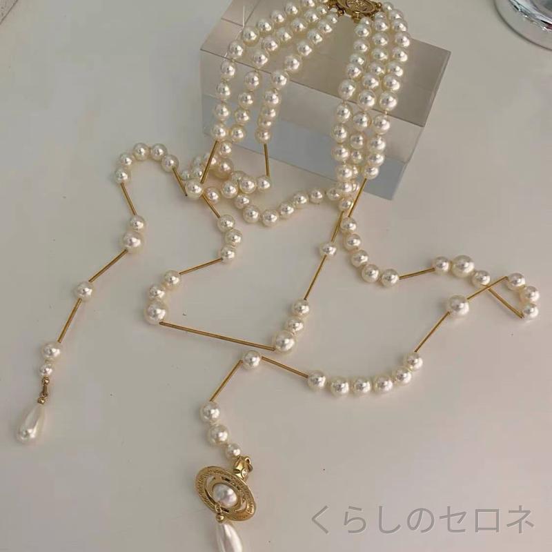 レディース ネックレス 高級感 アシンメトリー 砕けパール スター モチーフ 多層フリンジ セーター チェーン レイヤ…