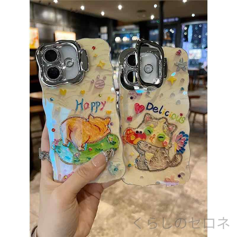 スマホケース 猫 隠しスタンド スタンド機能 折りたたみ ハンズフリー 多機種対応 背面保護 保護ケース 大人可愛い 高見え 便利 シンプル カジュアル かわいい 動物 アニマル キャット キャラクター