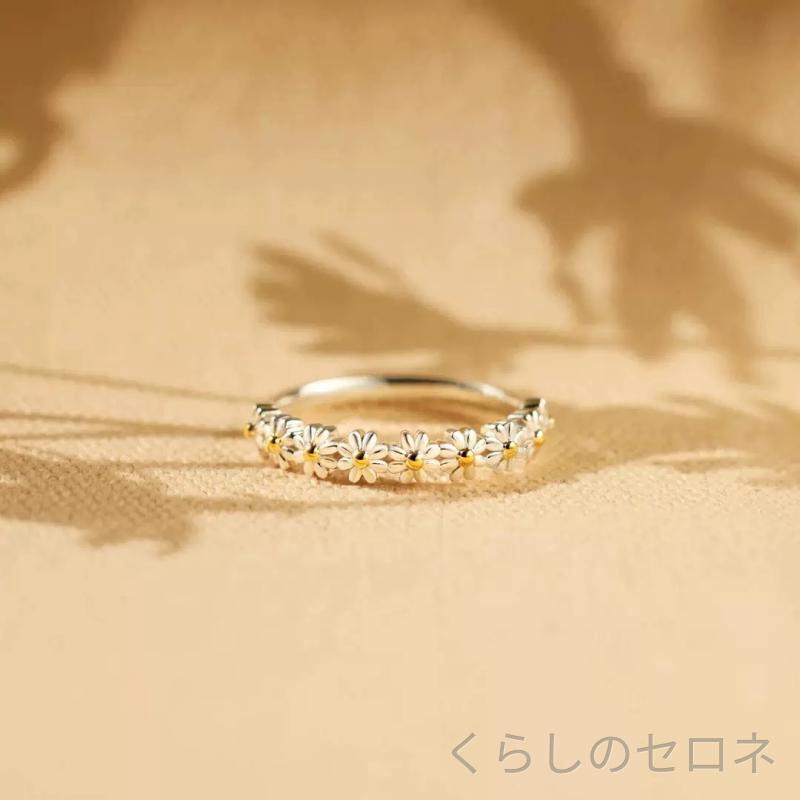 レディース 指輪 純銀 高級感 デイジー かわいい 色分け シンプル ニッチ デザイン...