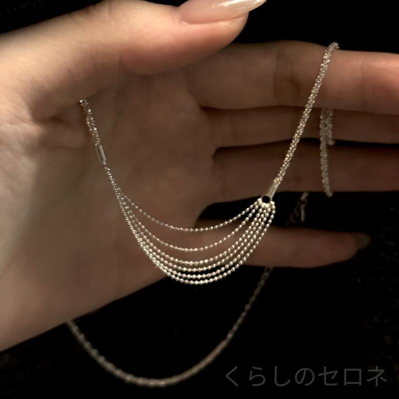 ネックレス レディース 純銀 星河モチーフ 細かな輝き 多層フラッシュビーズ 流蘇...