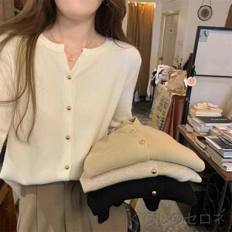 春夏 レディース Vネック ニットセーター 長袖 シングルブレスト 柔らかい 高級感 インナートップス 通勤 カジュアル 吸湿速乾 再生繊維 ブラック グレー ピンク系