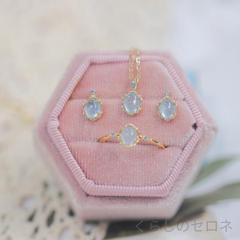 アクセサリー レディース かわいい 精致 純銀 ネックレス イヤリング 天然アクアマリン 指輪 セット 華奢 デザイン …