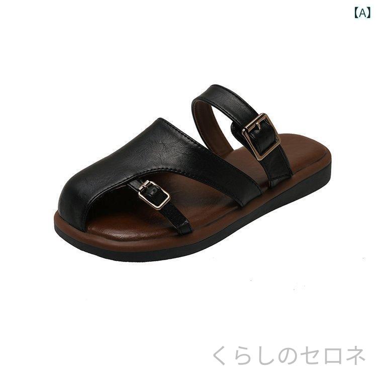 レディース サンダル ミュール サボサンダル フラット ぺたんこ クローズドトゥ バ...