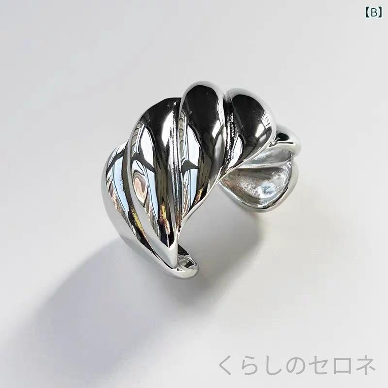 ブレスレット レディース 金色 開口型 調整可能 ねじ状 シンプル 派手 デザイン 広...