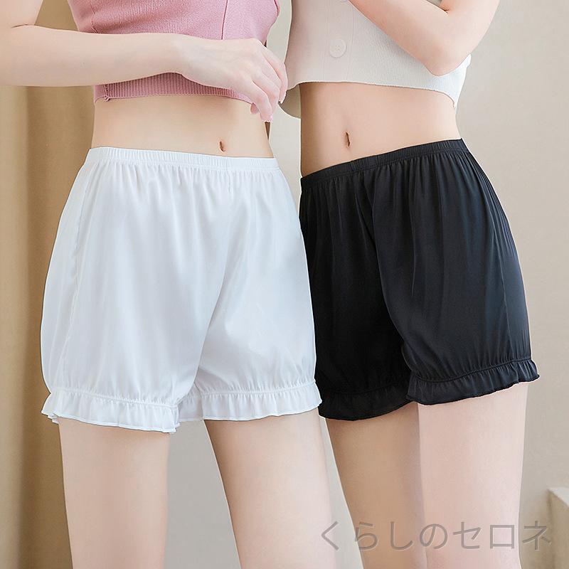 レディース 安全パンツ 春夏 接触冷感 通気性 薄手 レース縁 ハイウエスト ヒップアップ 外穿 三分丈 インナーショーツ 透け防止 吸湿速乾 軽量 快適 フィット