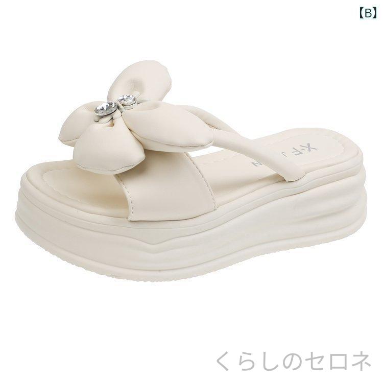 サンダル レディース 厚底 ヒール 花柄 フェミニン ビーチ 滑り止め 春夏 屋外 フ...