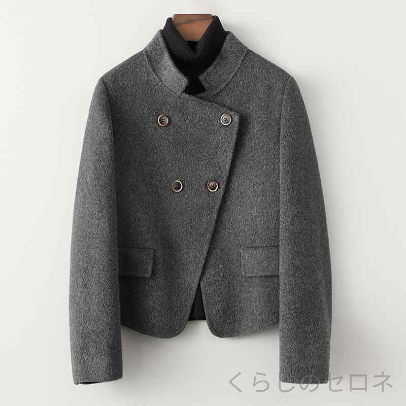 レディース コート ウール ショート丈 ダブルフェイス 小柄向け アウター 上品 き...