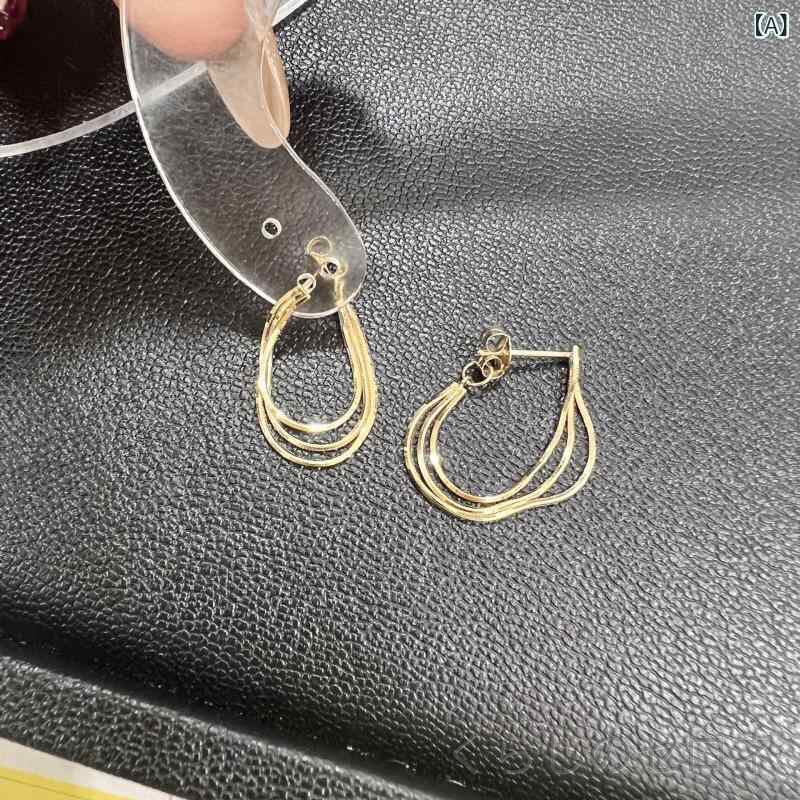 ピアス レディース 925純銀 多層 三連 蛇骨 タッセル 軽奢 デザイン 高級感 百搭 ...