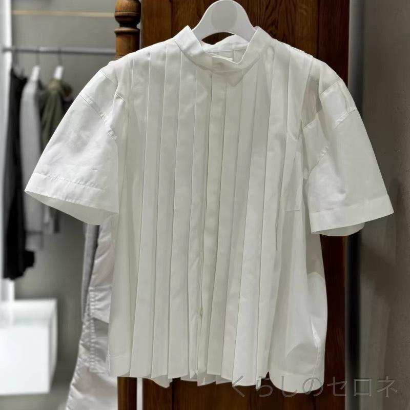 レディース Tシャツ カーディガン 半袖 プリーツ加工 シワ加工 前開き ボタン付き ...