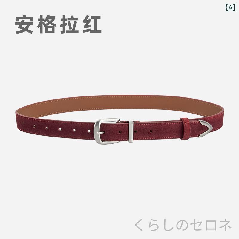 レディース ベルト 本革 スエード レザー リアルレザー レトロ ヴィンテージ 韓国...