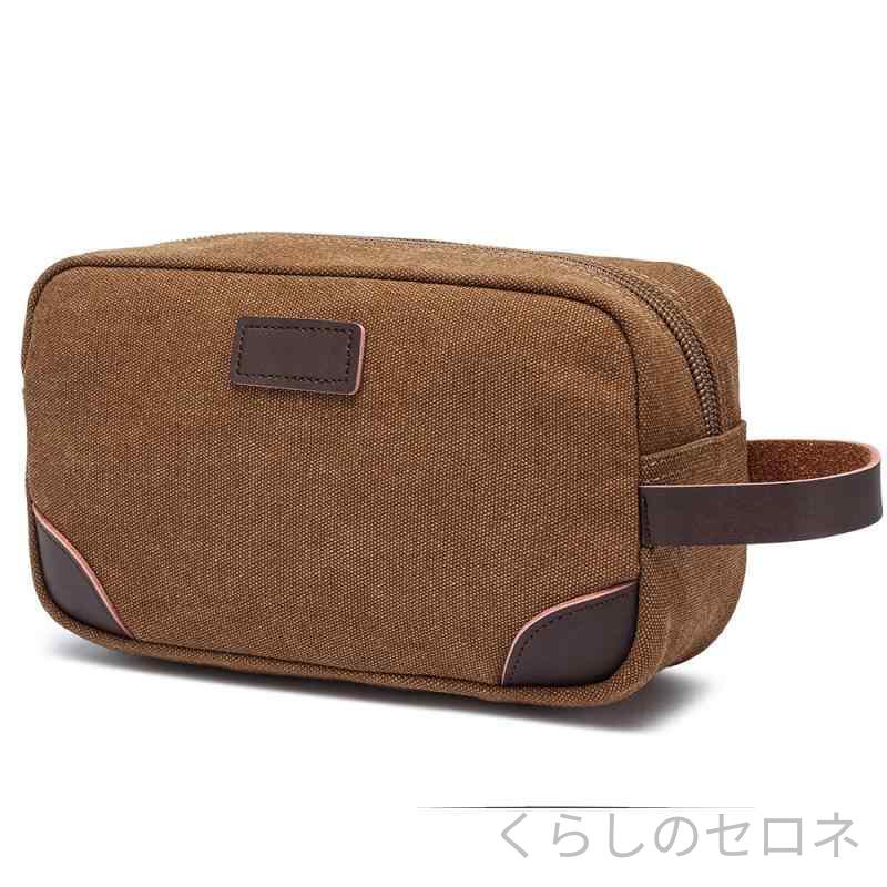 ポーチ 男女兼用 キャンバス 小型 メイク 収納 洗面 スポーツ カジュアル ハンドバ...