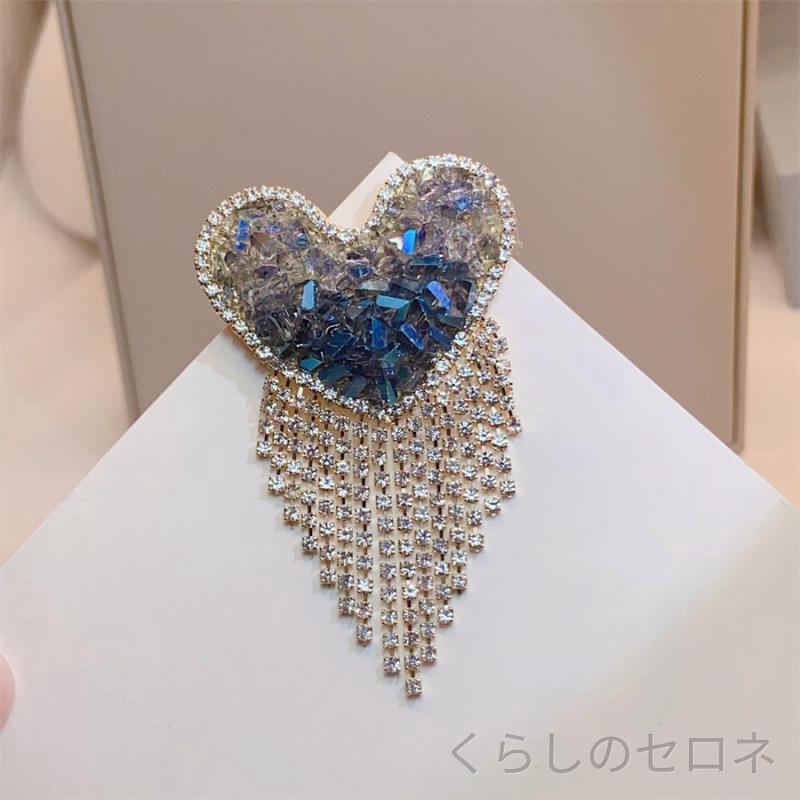 ・素材: 銅・スタイル: ブローチ・形状: ハート形、ジオメトリック・加工: 石留め・色: ブルー、ブラウン・対象: 女性用・種類: ブローチ・スタイル: ハイセンス・スタイル分類: ファッショントレンド・流行要素: ハート形・流行要素分類: 形状、パターン