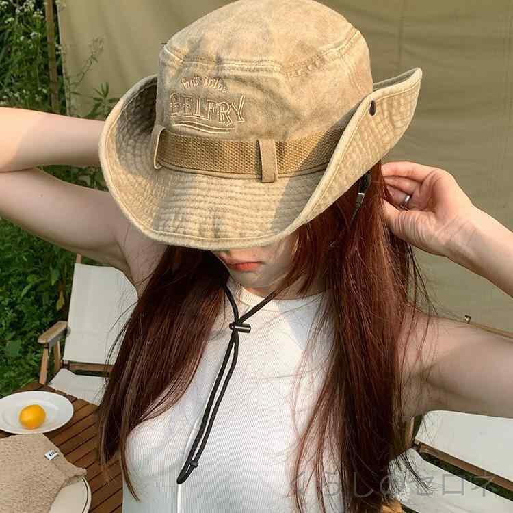 レディース 帽子 バケットハット デニム風 ウォッシュ加工 ヴィンテージ風 ウェス...