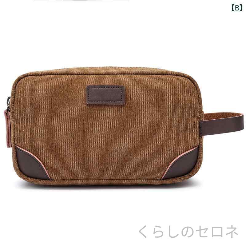 ポーチ 男女兼用 キャンバス 小型 メイク 収納 洗面 スポーツ カジュアル ハンドバ...