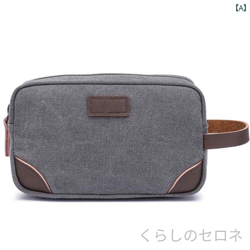 ポーチ 男女兼用 キャンバス 小型 メイク 収納 洗面 スポーツ カジュアル ハンドバ...