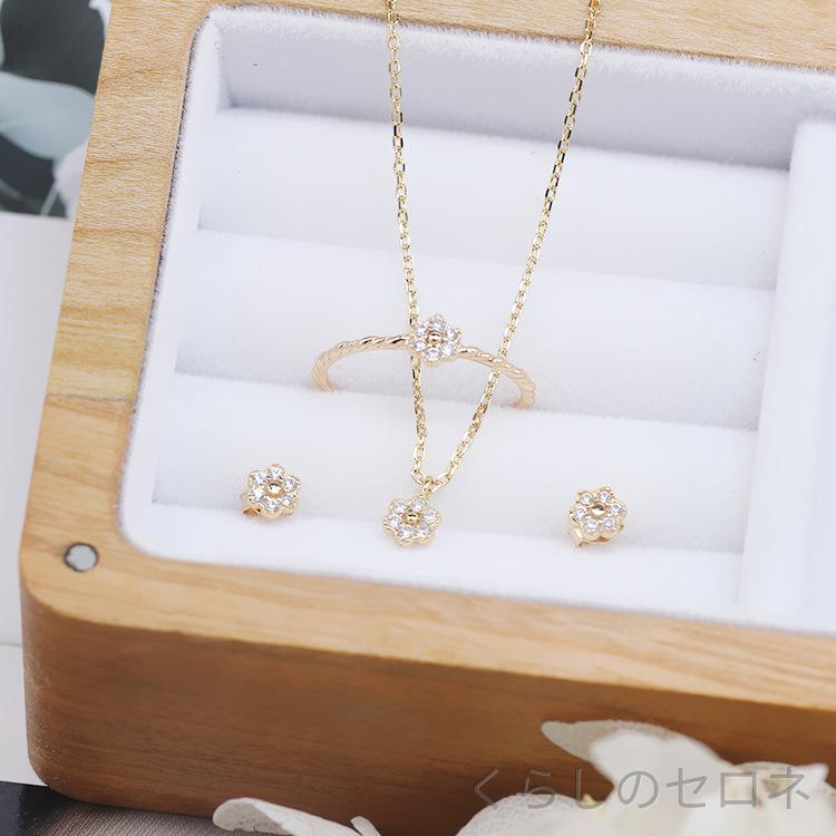 レディース フラワーモチーフ 925シルバー アクセサリーセット 指輪 ネックレス シンプル かわいい デザイン 清新 甘…