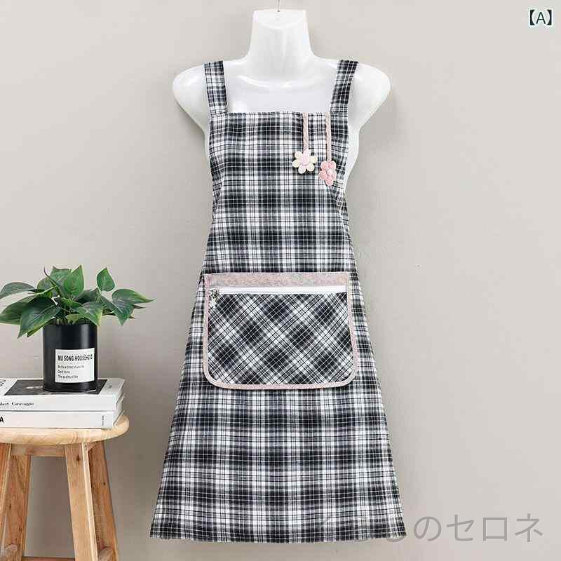 レディース エプロン 綿100% 通気性 防汚 汚れにくい かっぽう着 スモック 前掛け ...