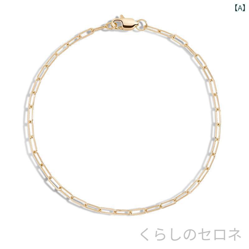 ブレスレット 男女兼用 シンプル クール 925シルバー ゴールドプレート チェーン ...