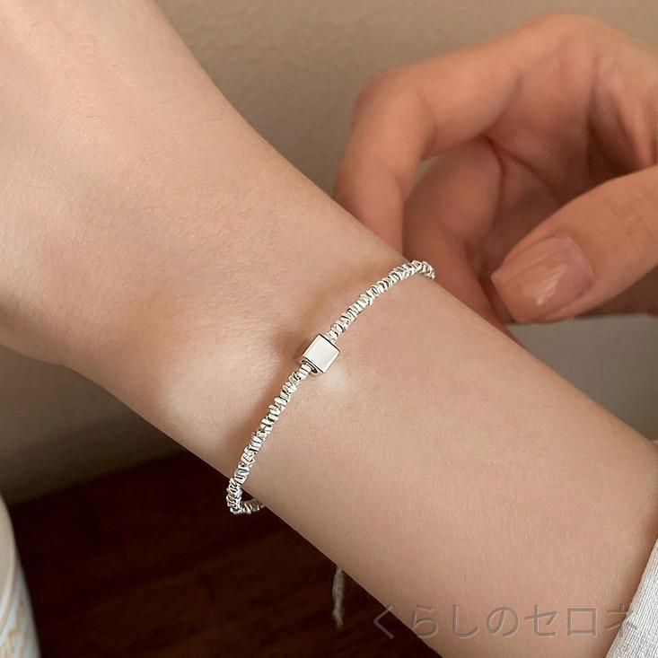 ブレスレット レディース シルバー 方形ブロック デザイン シンプル モダン 個性 ...