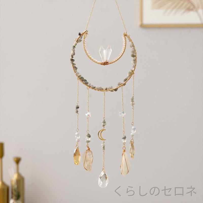 掛飾り 風鈴 ドリームキャッチャー 太陽光キャッチャー 生命樹 天然石 高級感 イン...