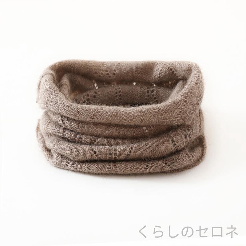 マフラー レディース 秋冬 カシミア 100%純羊毛 レースニット 透かし編み ネックウ...