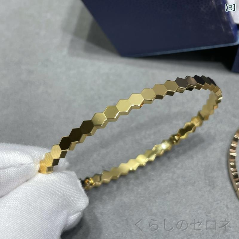 ブレスレット レディース ゴールドメッキ加工 蜂の巣光沢 波状デザイン シンプル ...