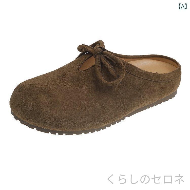 レディース サボサンダル メリージェーン 本革 レザー ストラップ ラウンドトゥ フ...
