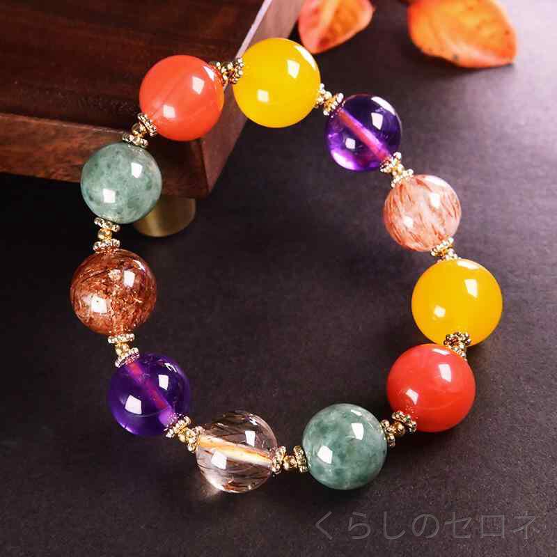 ブレスレット 南紅瑪瑙 玉髄 翡翠 水晶 ビーズ 個性的 大気 ファッション シンプル...