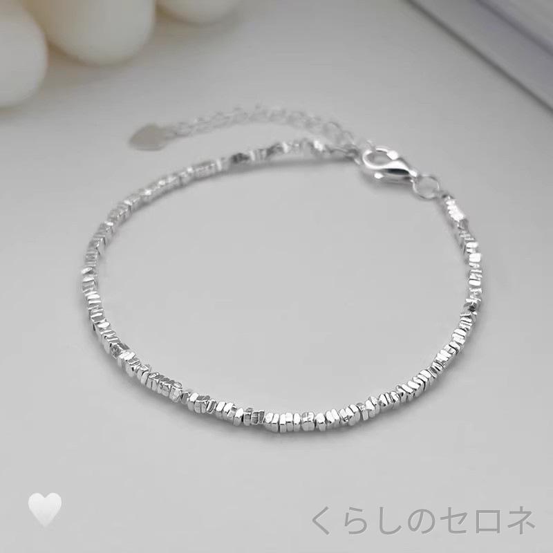レディース ブレスレット バングル 銀アクセサリー 純銀製 碎銀デザイン 高級感 ユ...