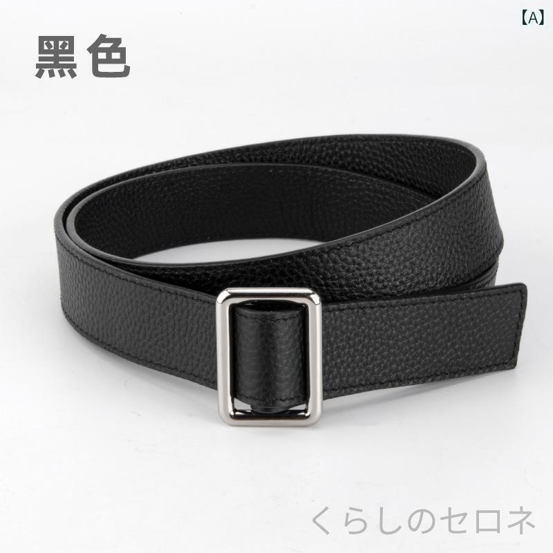 レディース ベルト 本革 牛革 レザー 穴なし 無段階調整 シボ加工 ワンピース チュ...