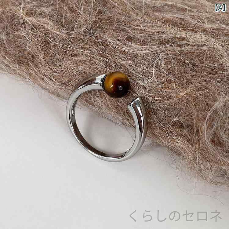 レディース 指輪 925シルバー レトロ タイガーアイ シングルストーン 秋冬 ユニー...