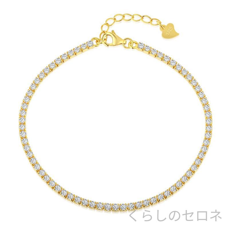 ブレスレット レディース 純銀 テニスチェーン ジルコニア ライン シンプル エレガ...
