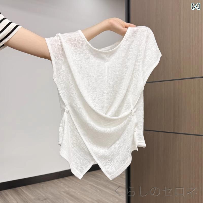 レディース Tシャツ トップス 半袖 薄手 女性用 上品 高見え 大人可愛い きれいめ ...