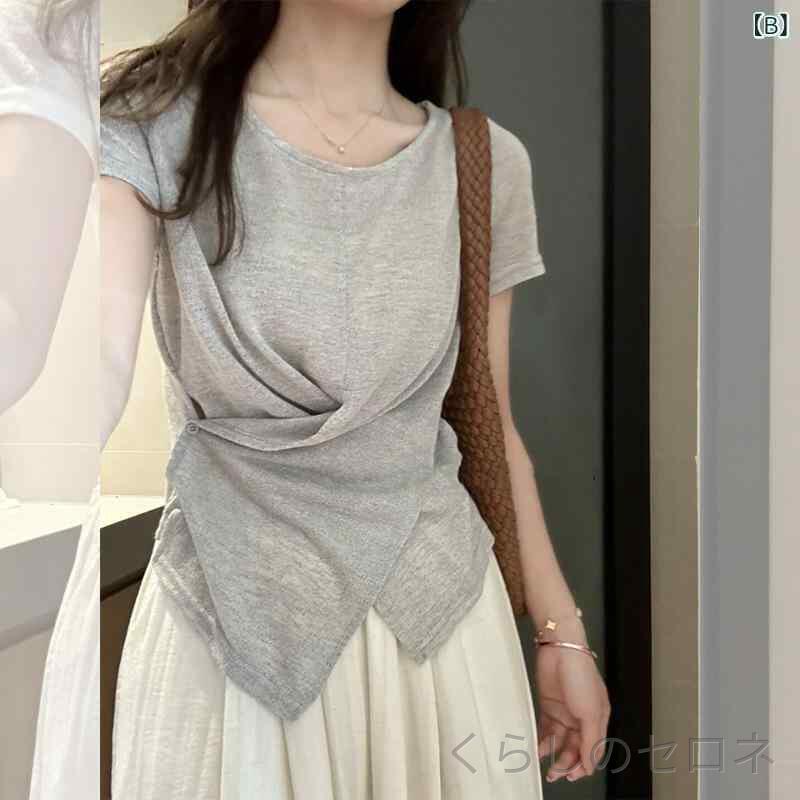 レディース Tシャツ トップス 半袖 薄手 女性用 上品 高見え 大人可愛い きれいめ ...