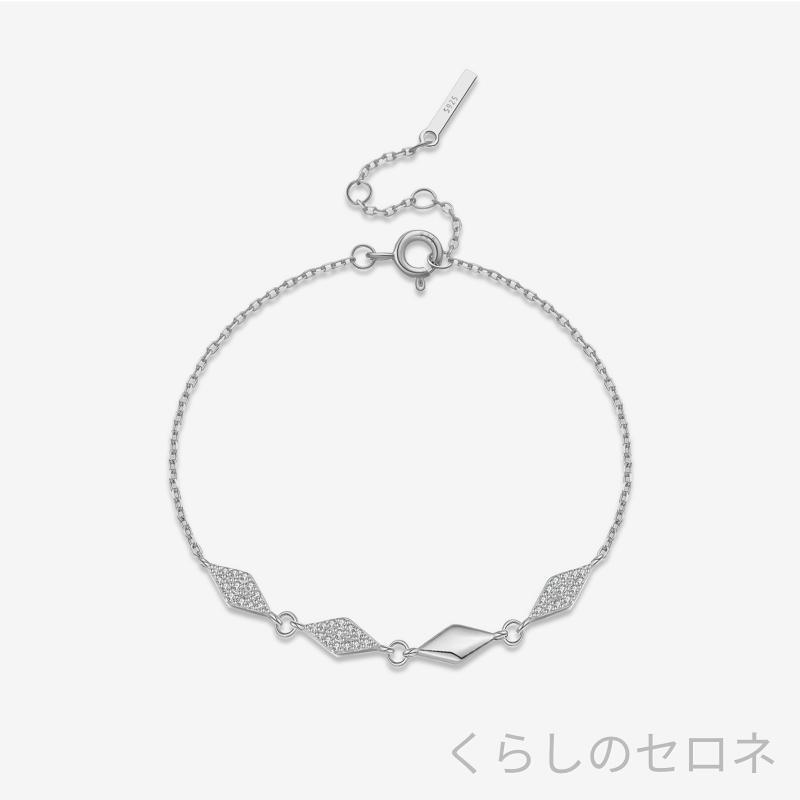 ブレスレット 男女兼用 925シルバー 菱形 シンプル トレンド かわいいクール どん...