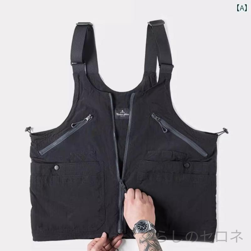 男女兼用 ベスト アウトドア キャンプ レトロ ワークスタイル テックウェア 多機能...